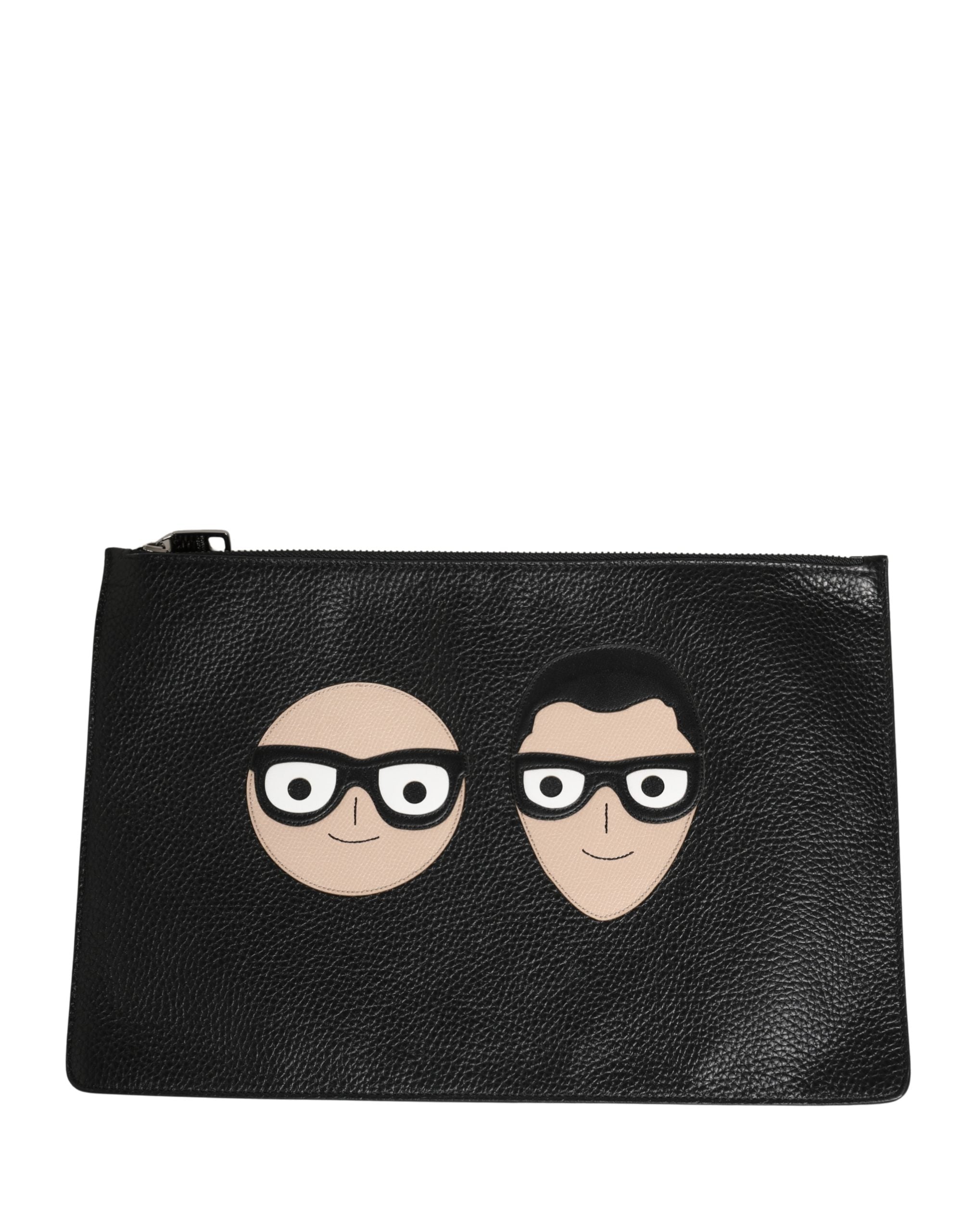 Dolce & Gabbana Dolce & Gabbana Black #DGFamily Embellished Leather Clutch Borse Men's Bag