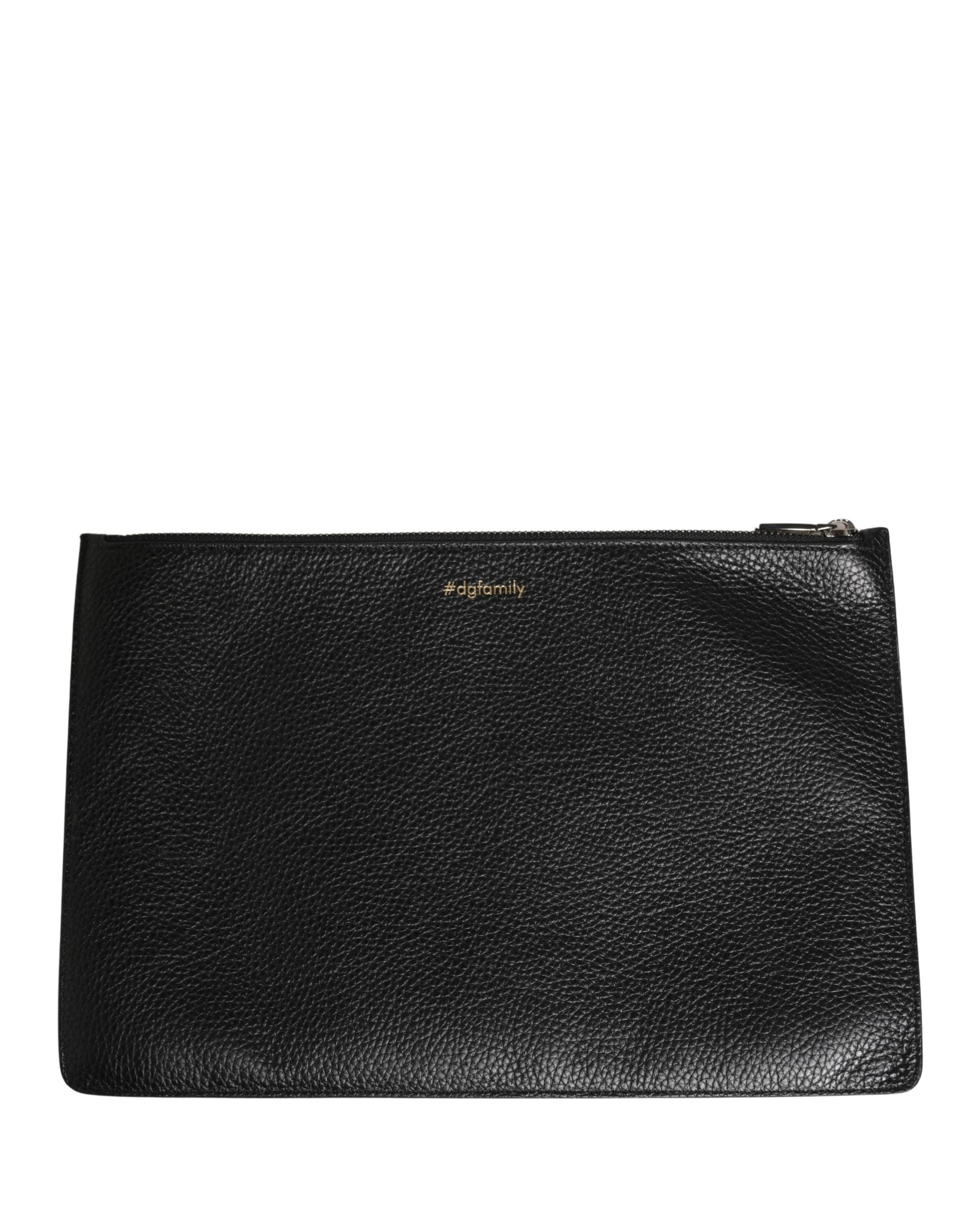Dolce & Gabbana Dolce & Gabbana Black #DGFamily Embellished Leather Clutch Borse Men's Bag