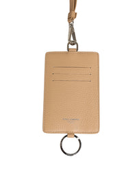 Dolce & Gabbana Dolce & Gabbana Beige Leather Logo Embossed Lanyard Card Holder Men's Wallet