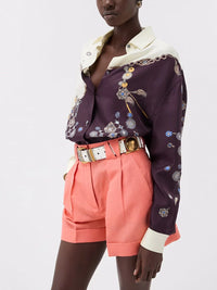 Versace Women Printed Silk Twill Shirt Stolen Jewels Print