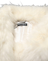 Dolce & Gabbana Dolce & Gabbana White Faux Fur Long Sleeves Coat Women's Jacket