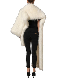 Dolce & Gabbana Dolce & Gabbana White Faux Fur Long Sleeves Coat Women's Jacket