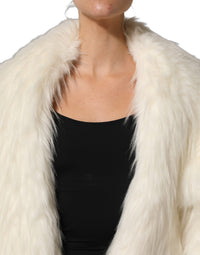 Dolce & Gabbana Dolce & Gabbana White Faux Fur Long Sleeves Coat Women's Jacket