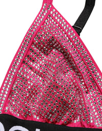 Dolce & Gabbana Pink Crystal Embellished Bralette Crop Women's Top