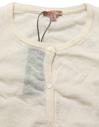 Ermanno Scervino White Knit Cropped Wool Cardigan Women's Sweater