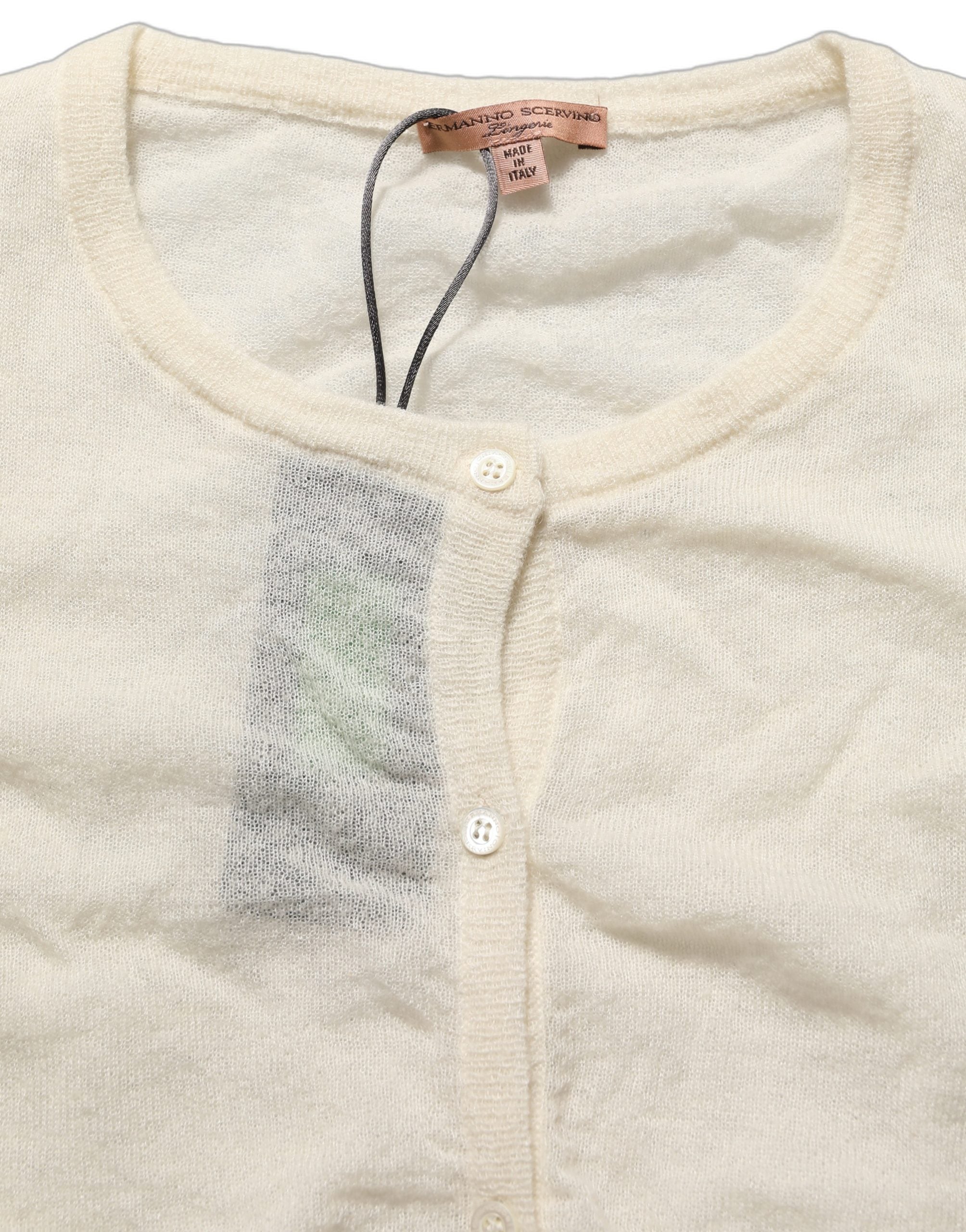 Ermanno Scervino White Knit Cropped Wool Cardigan Women's Sweater