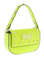 Versace Jeans Couture Lime Structured Riveted Shoulder Bag