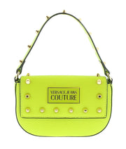 Versace Jeans Couture Lime Structured Riveted Shoulder Bag