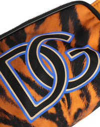 Dolce & Gabbana Dolce & Gabbana Brown Tiger Print Nylon Fanny Waist Pack Borse Men Men's Bag