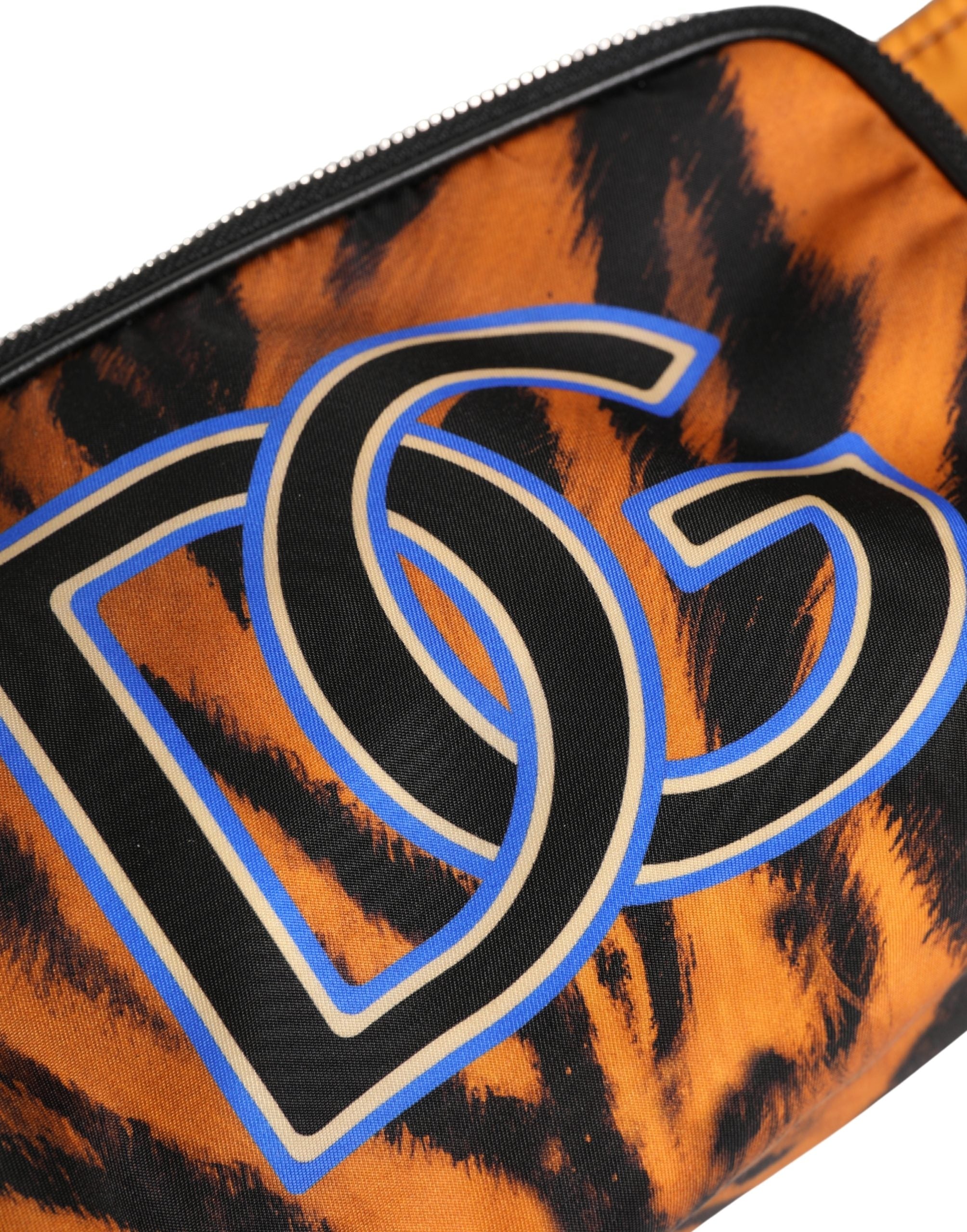 Dolce & Gabbana Dolce & Gabbana Brown Tiger Print Nylon Fanny Waist Pack Borse Men Men's Bag