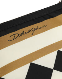 Dolce & Gabbana Dolce & Gabbana Multicolor Checkered Logo Print Nylon Clutch Borse Men's Bag