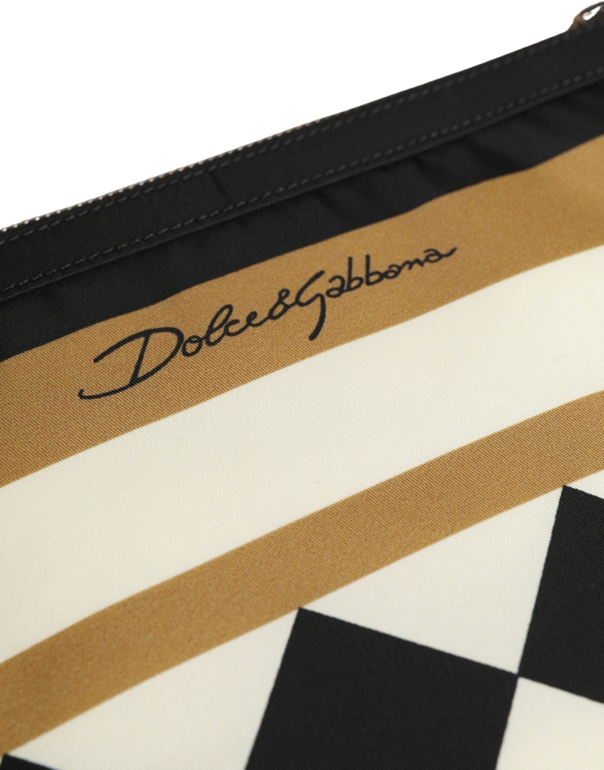 Dolce & Gabbana Dolce & Gabbana Multicolor Checkered Logo Print Nylon Clutch Borse Men's Bag