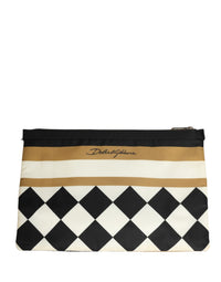 Dolce & Gabbana Dolce & Gabbana Multicolor Checkered Logo Print Nylon Clutch Borse Men's Bag