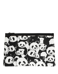Dolce & Gabbana Dolce & Gabbana Black White Panda Print Nylon Clutch Men Pouch Borse Men's Bag