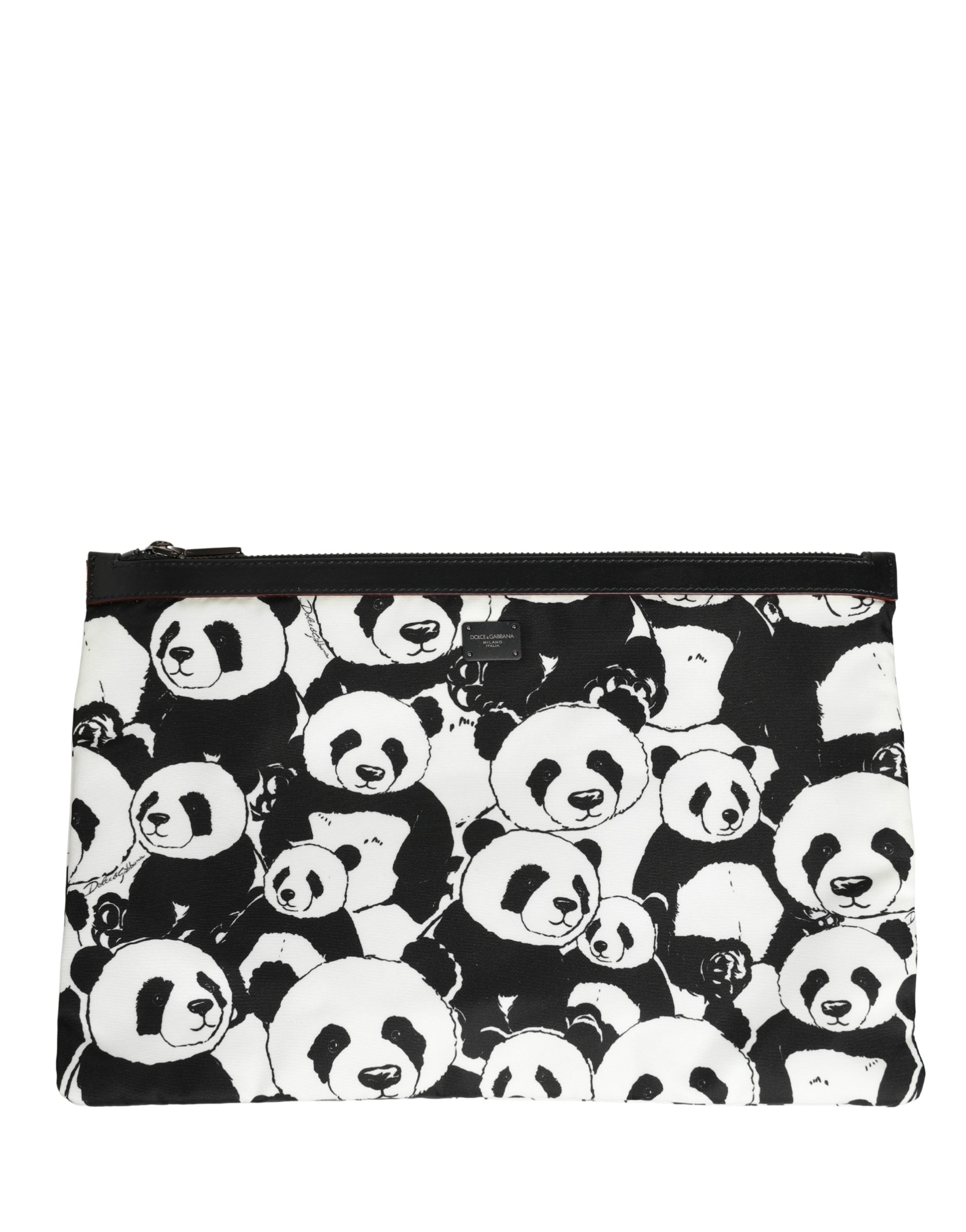 Dolce & Gabbana Dolce & Gabbana Black White Panda Print Nylon Clutch Men Pouch Borse Men's Bag