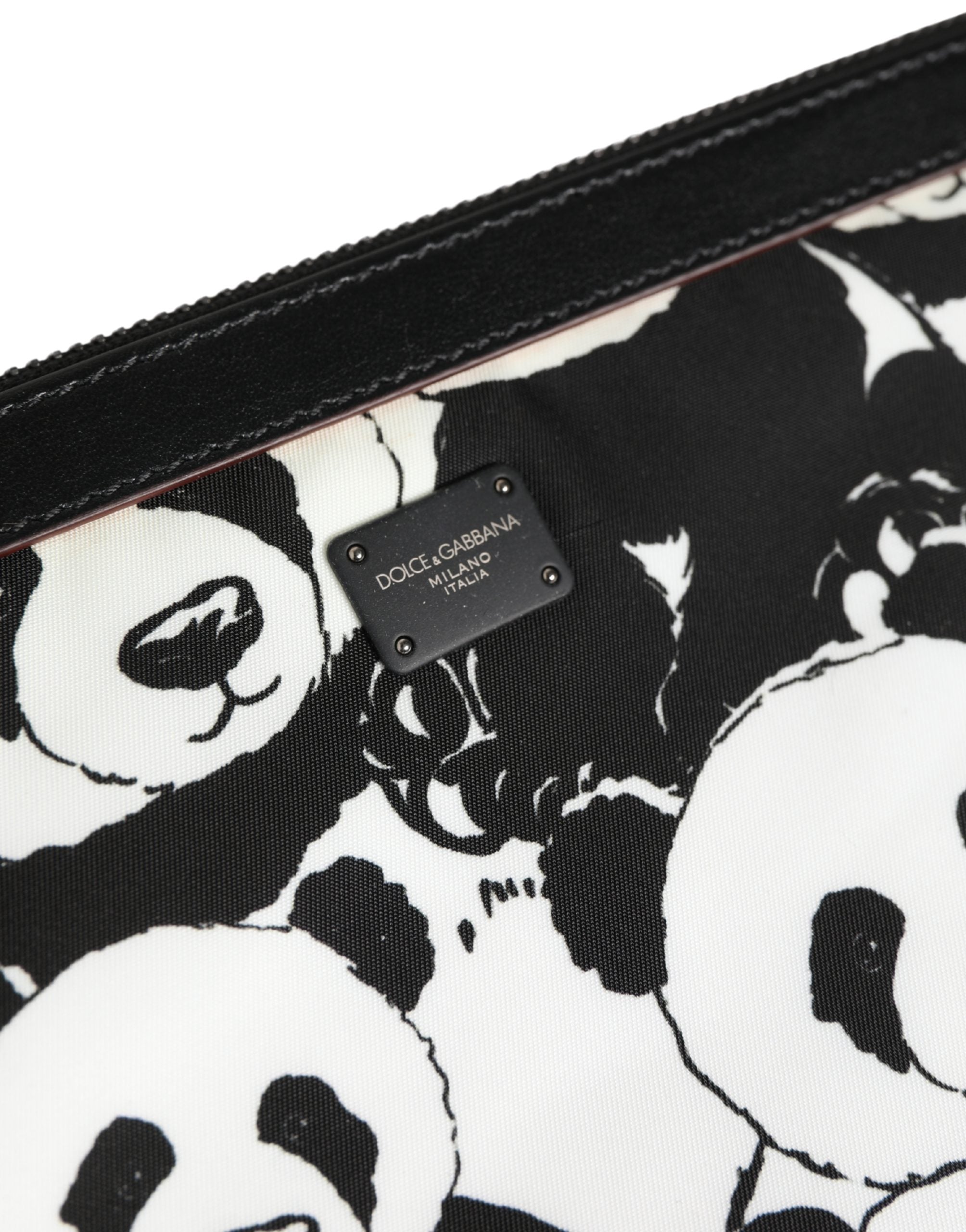 Dolce & Gabbana Dolce & Gabbana Black White Panda Print Nylon Clutch Men Pouch Borse Men's Bag