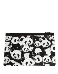 Dolce & Gabbana Dolce & Gabbana Black White Panda Print Nylon Clutch Men Pouch Borse Men's Bag