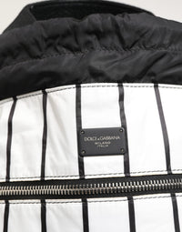 Dolce & Gabbana Dolce & Gabbana Black White Striped Polyester Drawstring Backpack Men Men's Bag