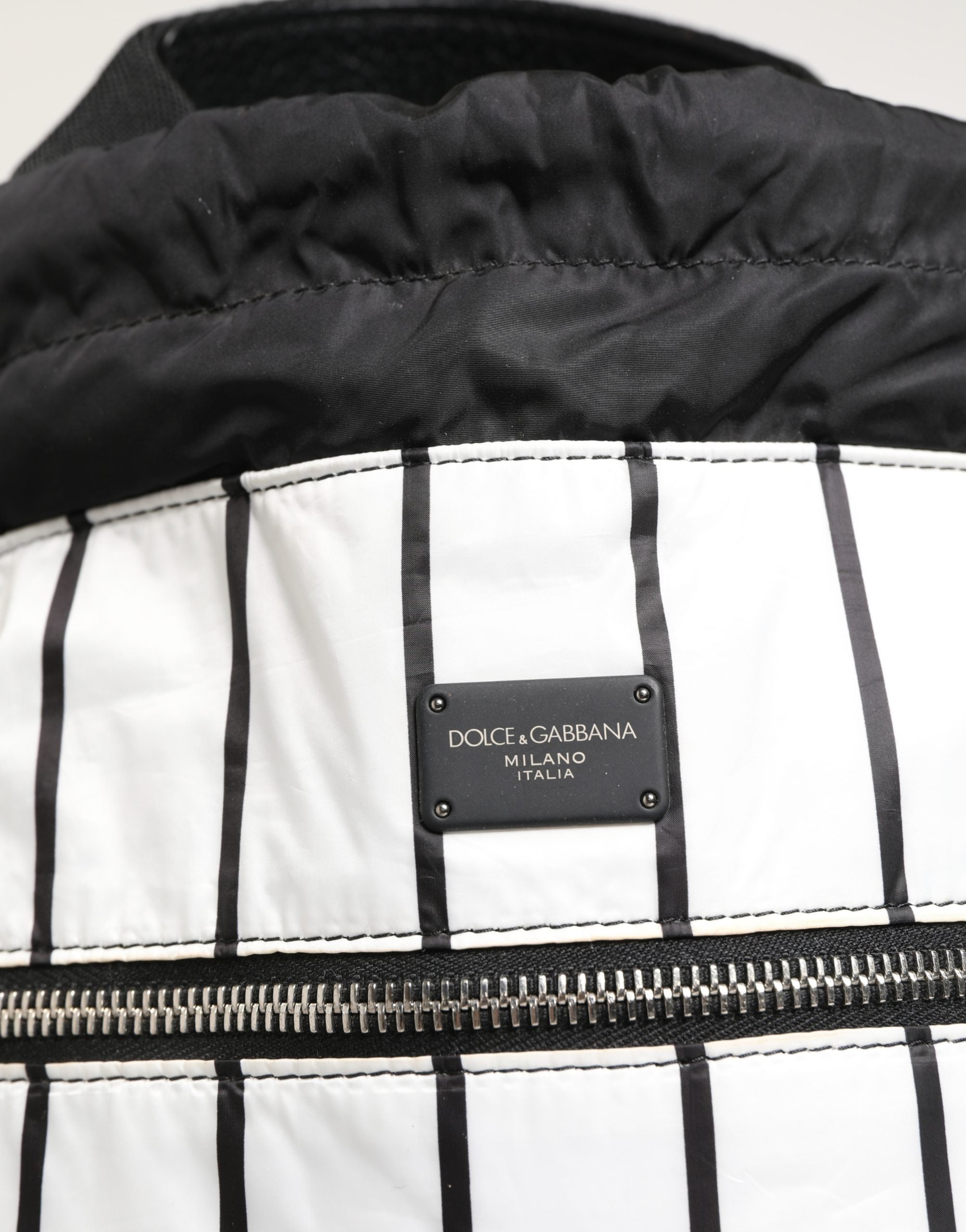 Dolce & Gabbana Dolce & Gabbana Black White Striped Polyester Drawstring Backpack Men Men's Bag