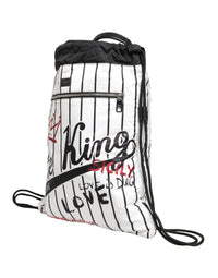 Dolce & Gabbana Dolce & Gabbana Black White Striped Polyester Drawstring Backpack Men Men's Bag