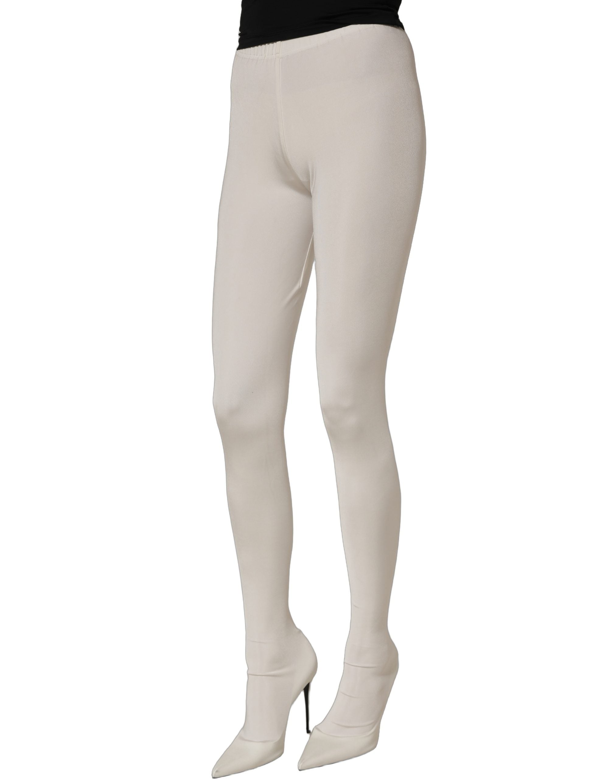Dolce & Gabbana Dolce & Gabbana White High Heels Pumps Jersey Tights Women's Shoes