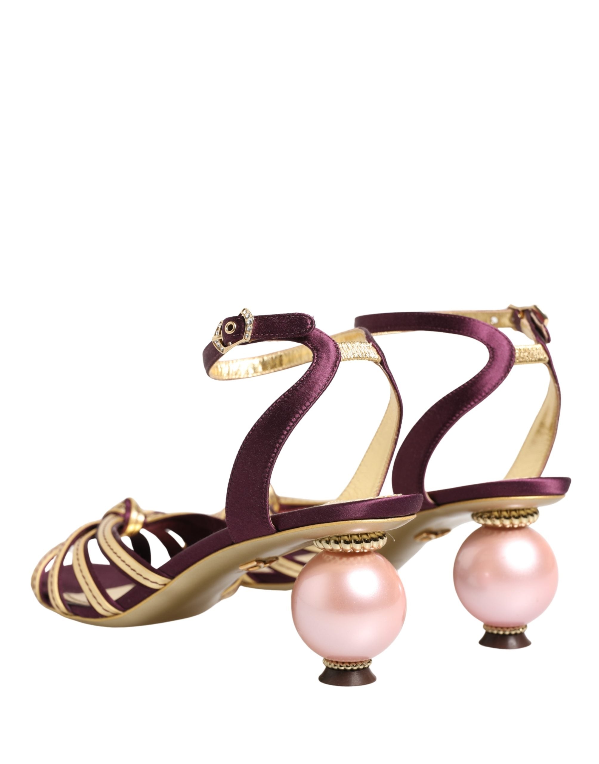Dolce & Gabbana Dolce & Gabbana Purple Gold Keira Pearl Heels Sandals Women's Shoes