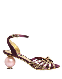 Dolce & Gabbana Dolce & Gabbana Purple Gold Keira Pearl Heels Sandals Women's Shoes