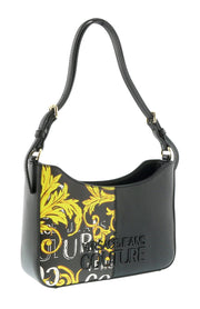 Versace Jeans Couture Black Gold Baroque Printed Classic Hobo Shoulder Bag