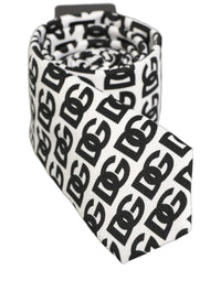 Dolce & Gabbana Dolce & Gabbana White Black Logo Monogram Wide Adjustable Men NeckMen's Men's Tie