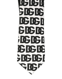 Dolce & Gabbana Dolce & Gabbana White Black Logo Monogram Wide Adjustable Men NeckMen's Men's Tie