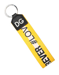 Dolce & Gabbana Dolce & Gabbana Yellow Logo Polyester Silver Brass Holder Keychain Women's Keyring