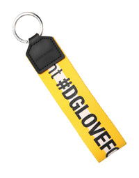 Dolce & Gabbana Dolce & Gabbana Yellow Logo Polyester Silver Brass Holder Keychain Women's Keyring