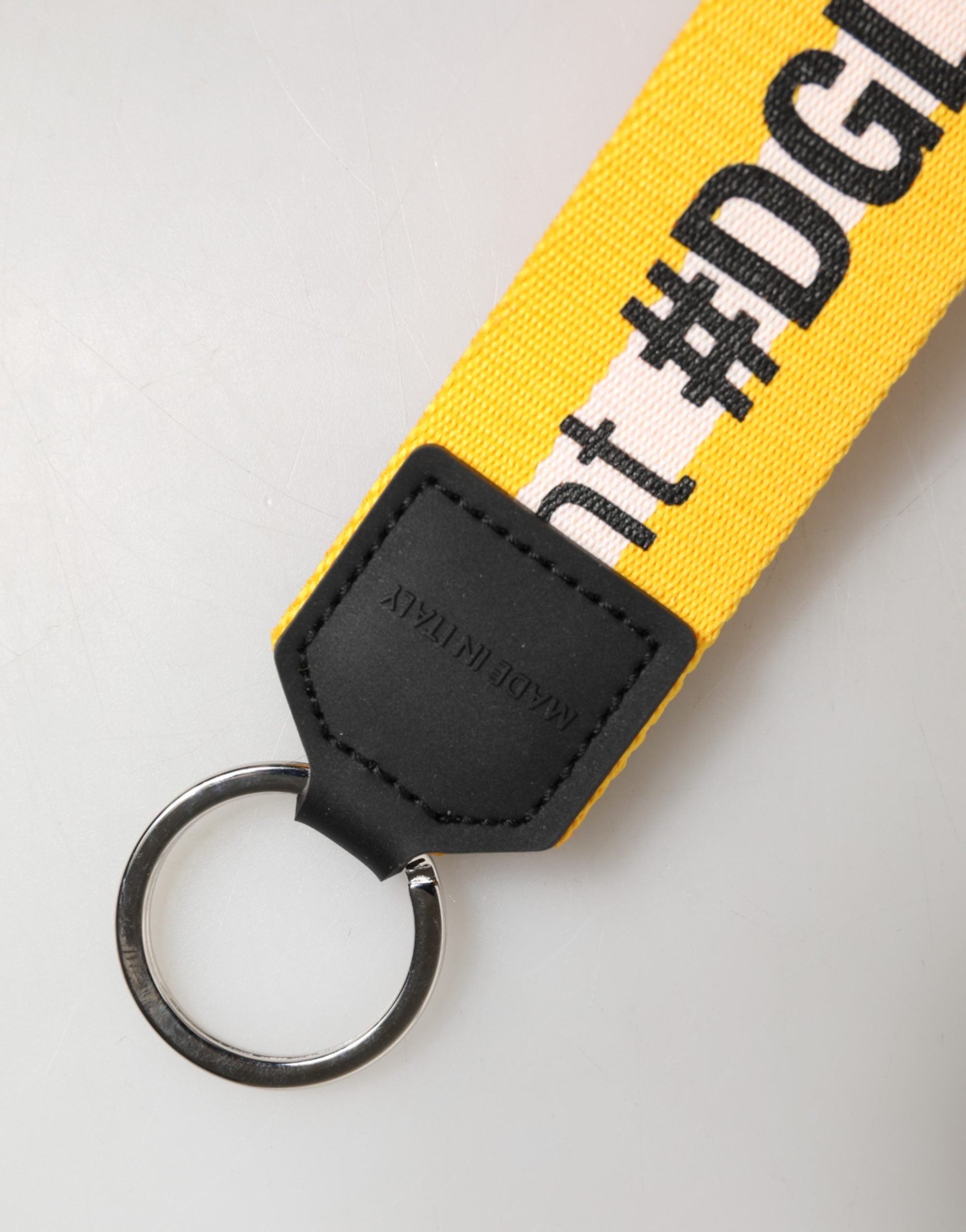 Dolce & Gabbana Dolce & Gabbana Yellow Logo Polyester Silver Brass Holder Keychain Women's Keyring