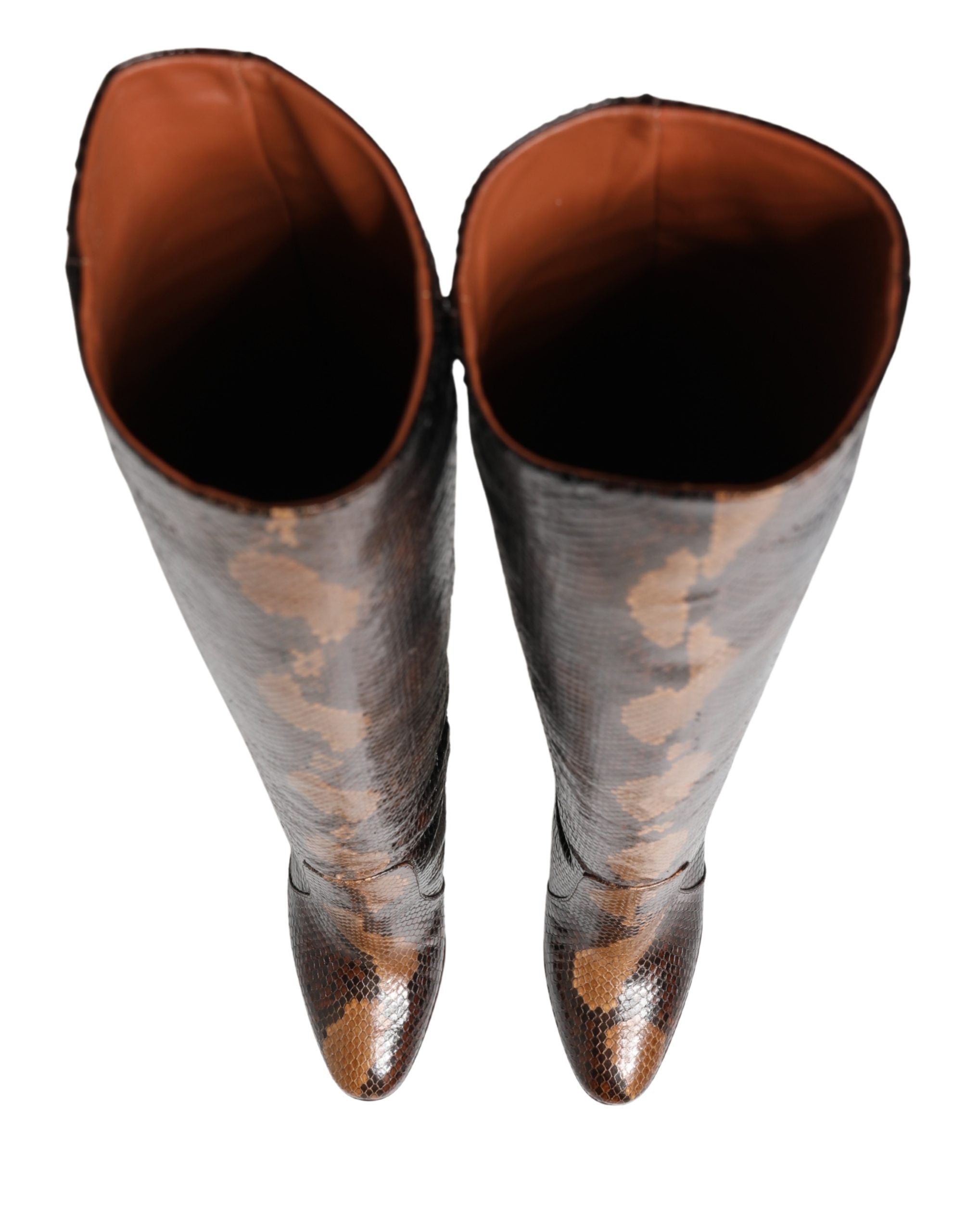Dolce & Gabbana Dolce & Gabbana Brown Exotic Leather Knee High Boots Women's Shoes
