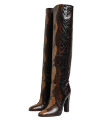 Dolce & Gabbana Dolce & Gabbana Brown Exotic Leather Knee High Boots Women's Shoes