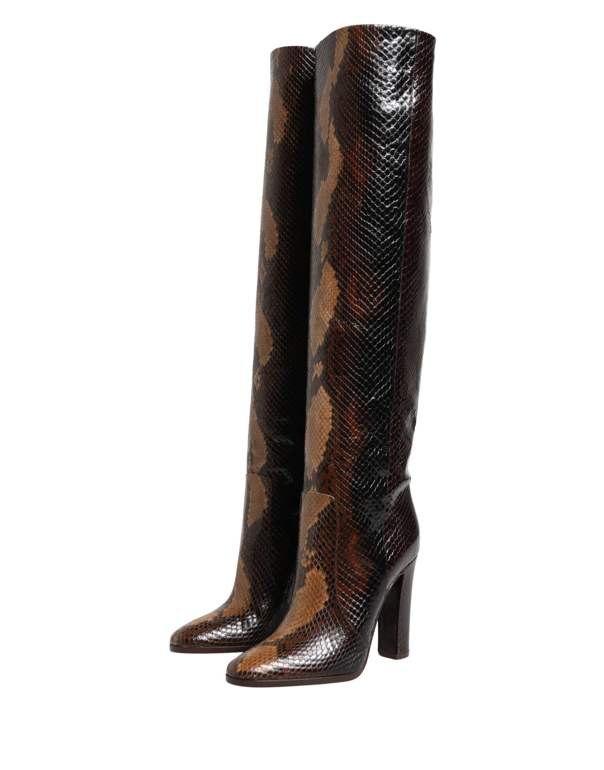 Dolce & Gabbana Dolce & Gabbana Brown Exotic Leather Knee High Boots Women's Shoes