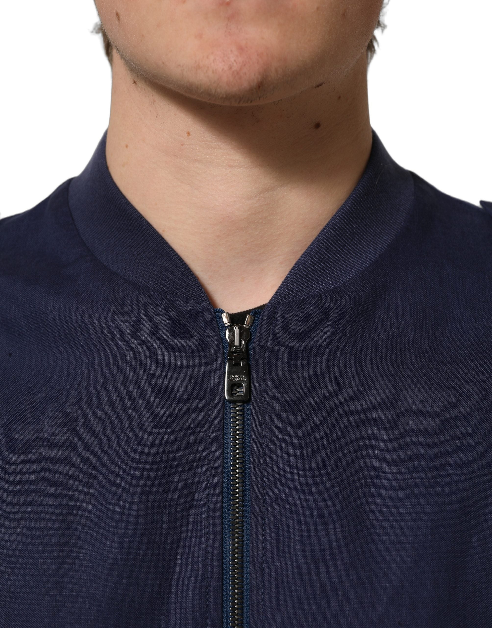 Dolce & Gabbana Blue Linen Full Zip Men Bomber Men's Jacket – Bluefly
