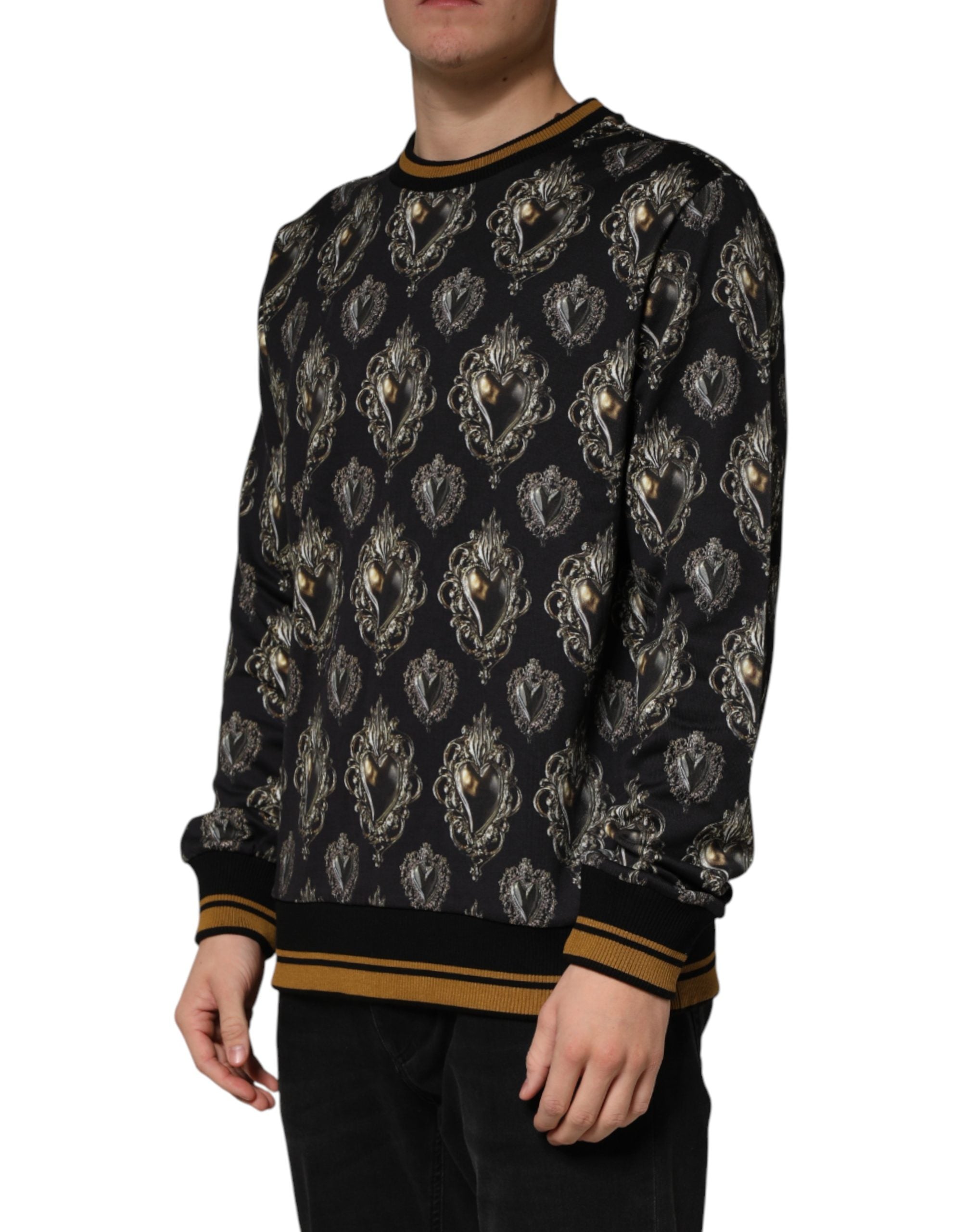 Dolce & Gabbana Dolce & Gabbana Black Sacred Heart Cotton Sweatshirt Men's Sweater