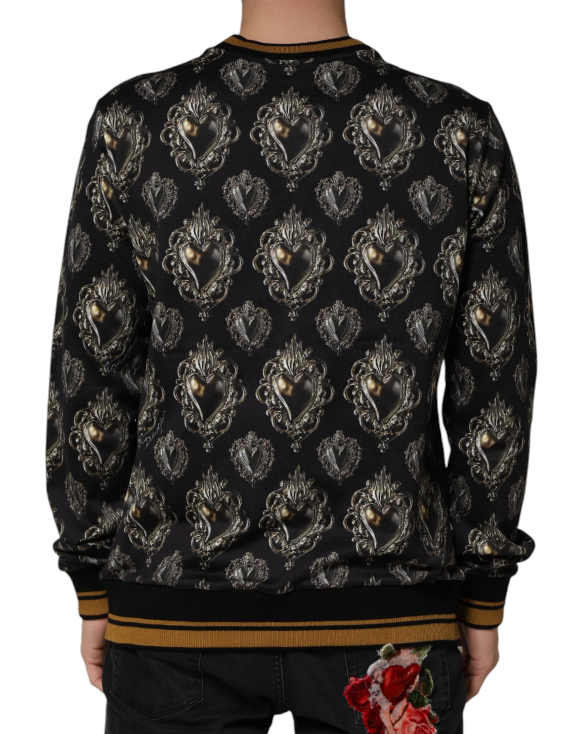 Dolce & Gabbana Dolce & Gabbana Black Sacred Heart Cotton Sweatshirt Men's Sweater