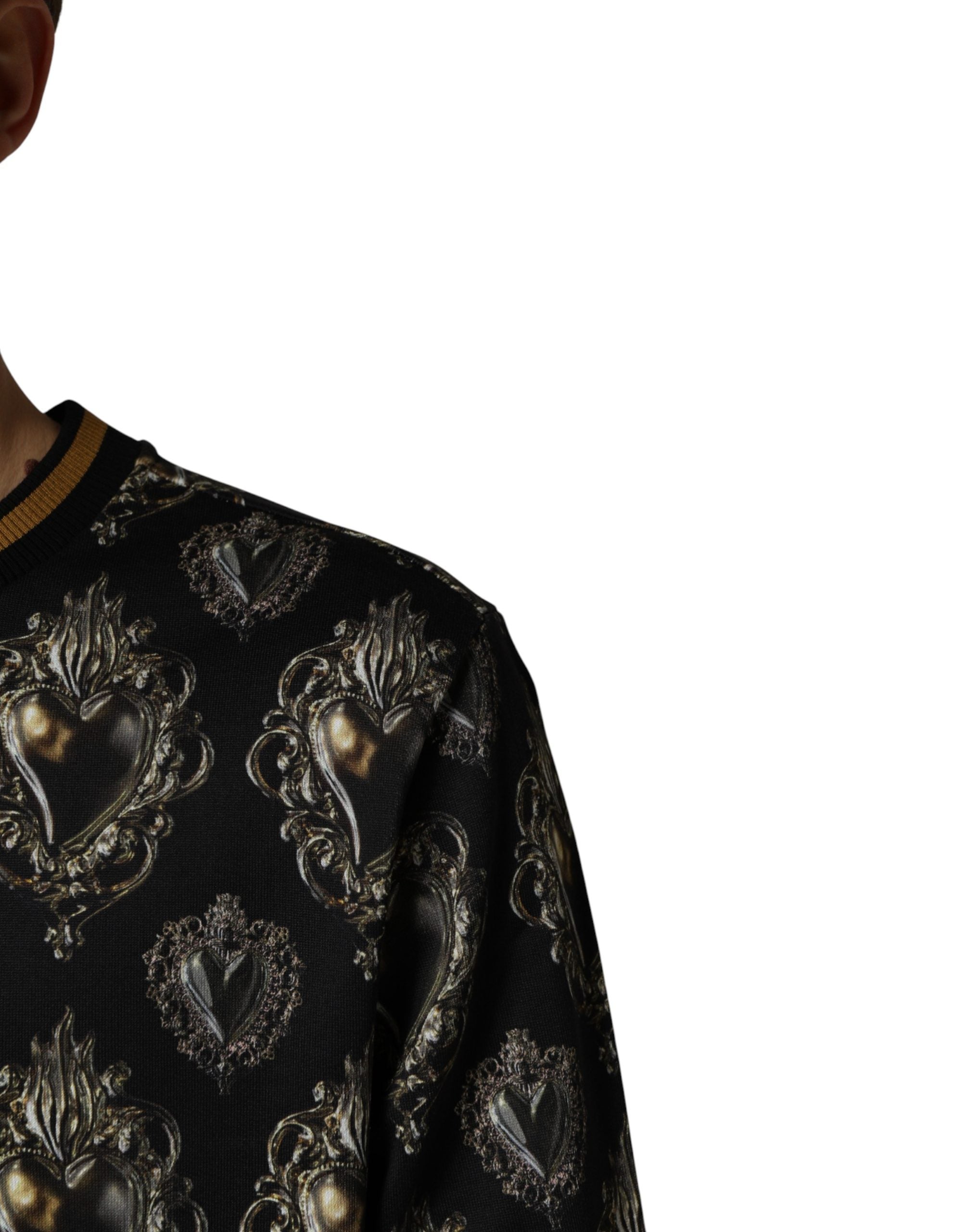 Dolce & Gabbana Dolce & Gabbana Black Sacred Heart Cotton Sweatshirt Men's Sweater