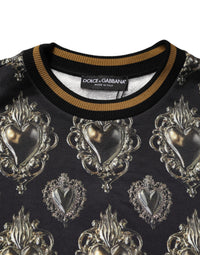 Dolce & Gabbana Dolce & Gabbana Black Sacred Heart Cotton Sweatshirt Men's Sweater