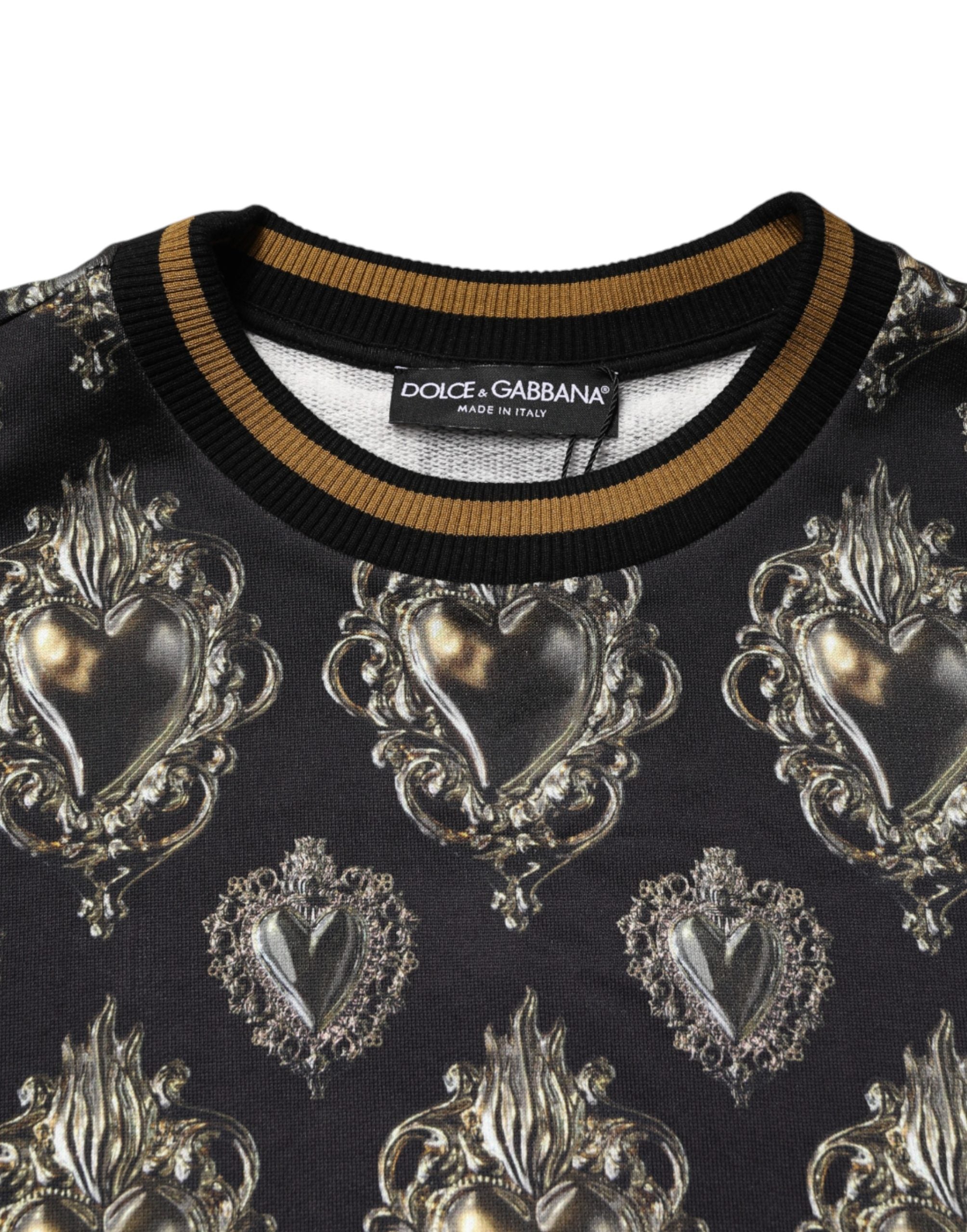Dolce & Gabbana Dolce & Gabbana Black Sacred Heart Cotton Sweatshirt Men's Sweater