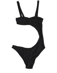 Dolce & Gabbana Black Embellished Cutout Bandeau One Piece Women's Swimwear