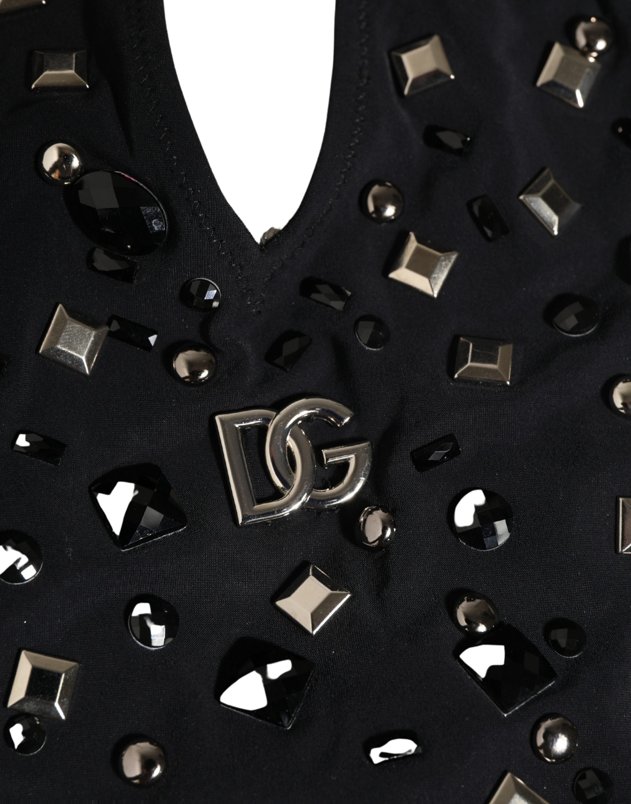 Dolce & Gabbana Black Logo Embellished Cutout One Piece Women's Swimwear