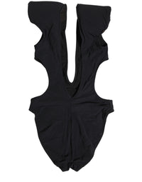 Dolce & Gabbana Black Logo Embellished Cutout One Piece Women's Swimwear