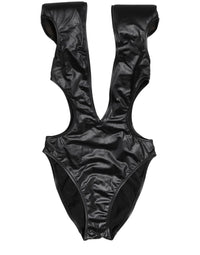 Dolce & Gabbana Black Deep V-Neck Cutout One Piece Women's Swimwear