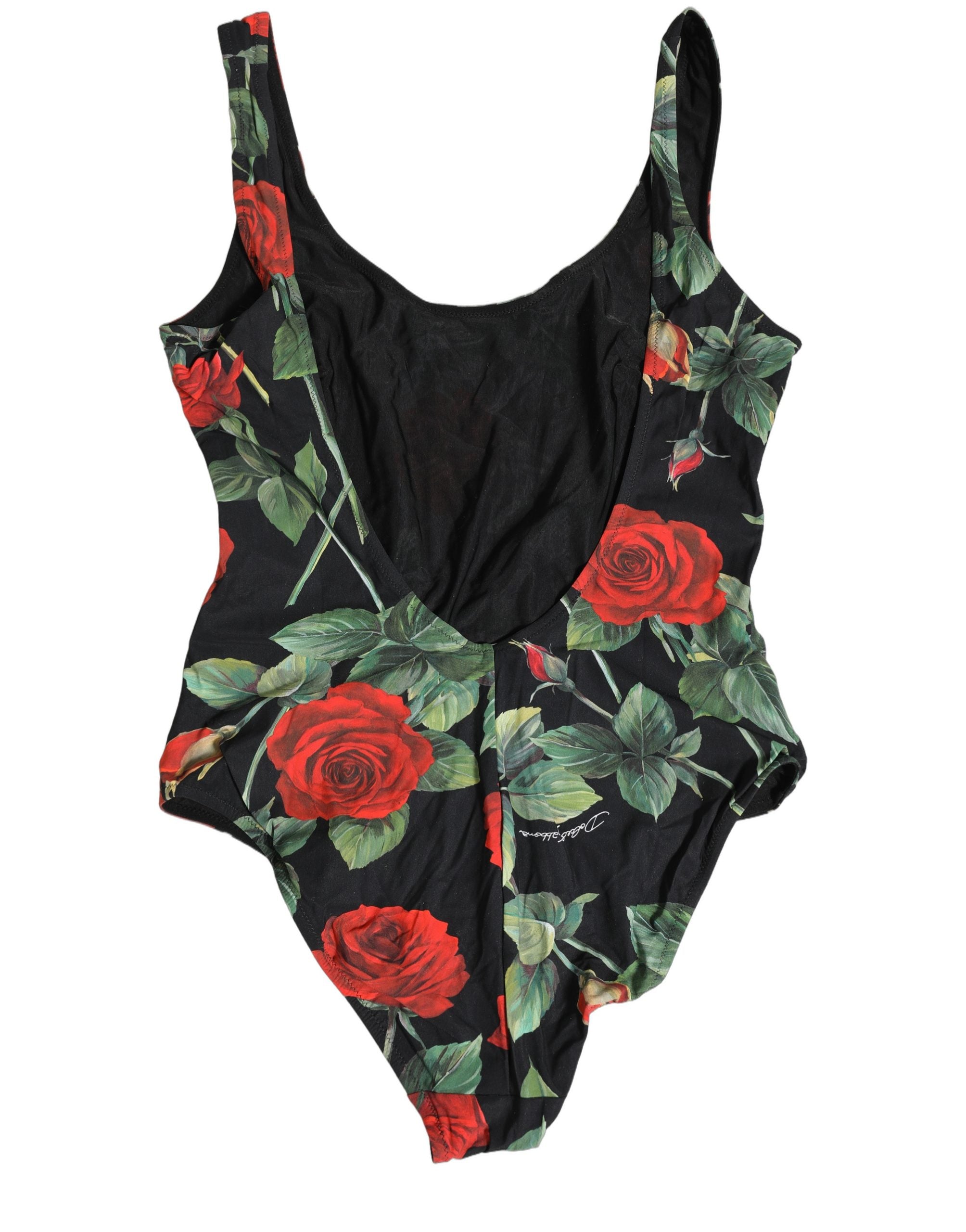 Dolce & Gabbana Black Floral Print One Piece Swimsuit Women's Swimwear