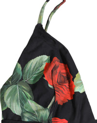 Dolce & Gabbana Black Floral Print One Piece Swimsuit Women's Swimwear