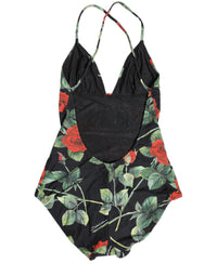 Dolce & Gabbana Black Floral Print One Piece Swimsuit Women's Swimwear