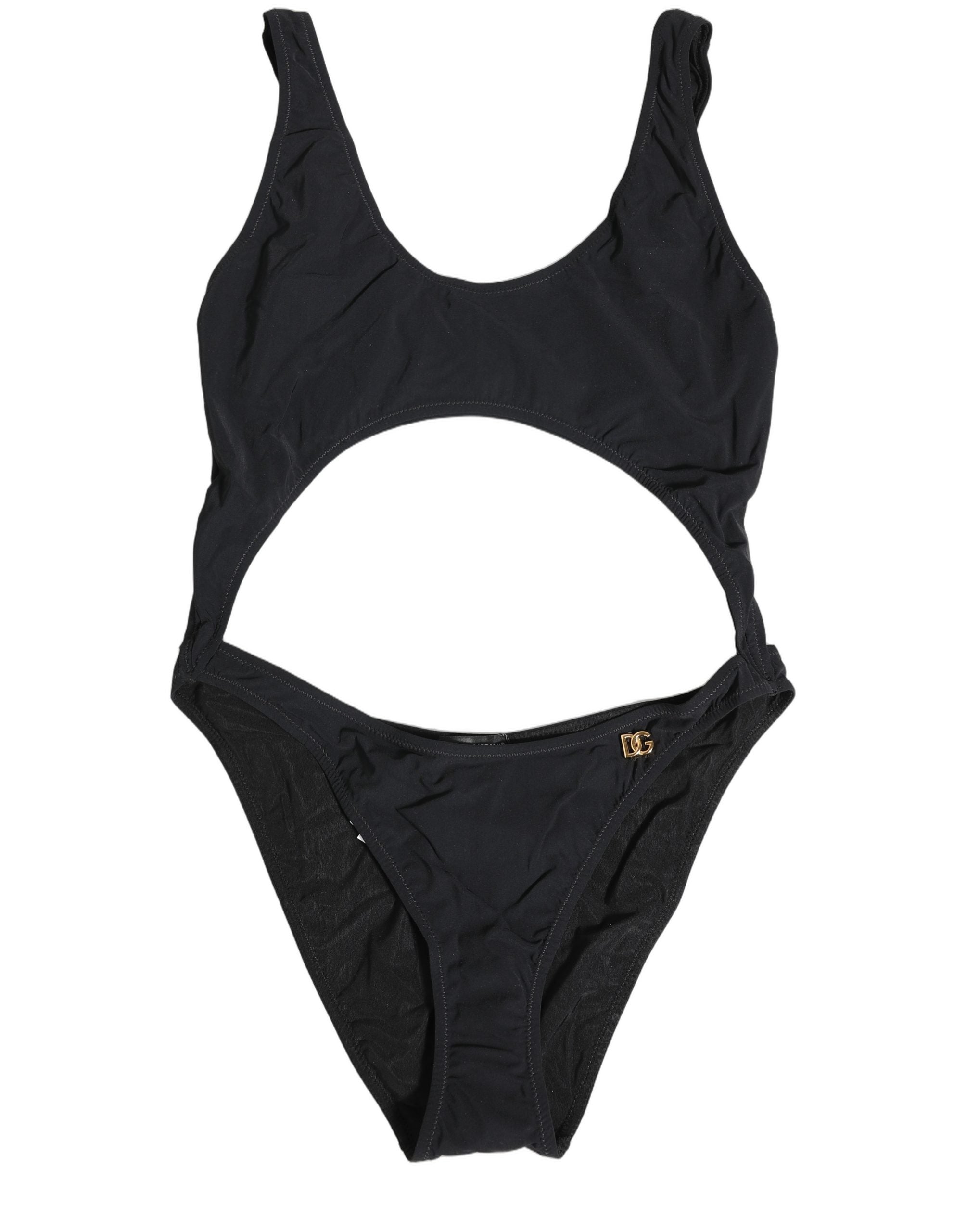 Dolce & Gabbana Black Cutout Logo One Piece Swimsuit Women's Swimwear